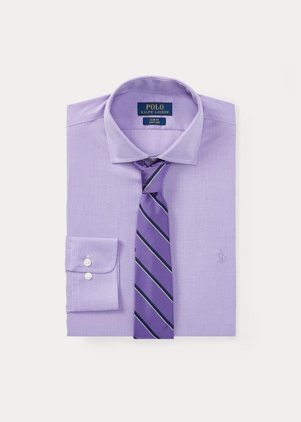 Camisa Polo Ralph Lauren Hombre Morados / Blancos - Classic Fit Poplin - JUDCM3516